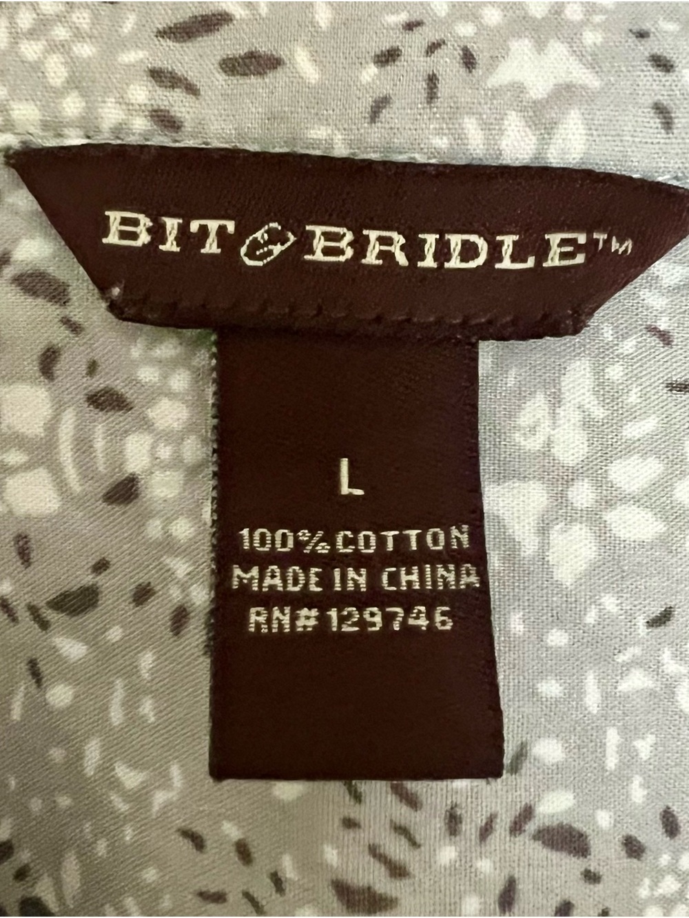 Bit & Bridle Women’s Large Gray Floral Print Pintuck Peasant Blouse - Picture 2 of 7